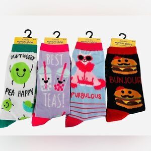 NOVELTY CREW SOCKS, 4 PAIR, size4-10‎